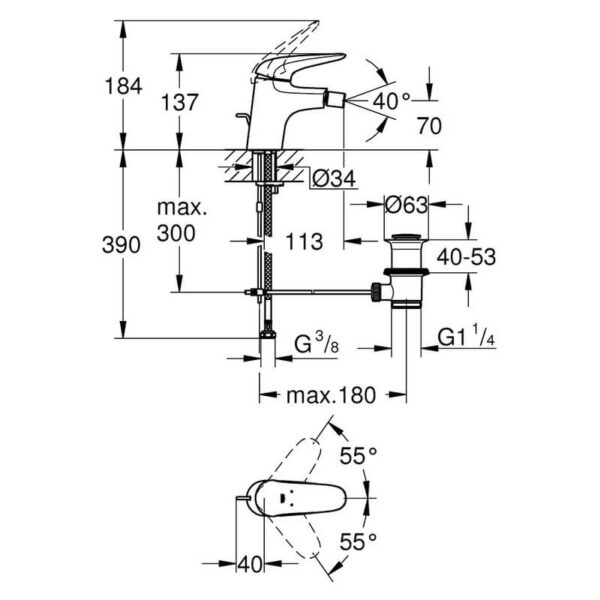 Miscelatore per bidet GROHE Eurostyle