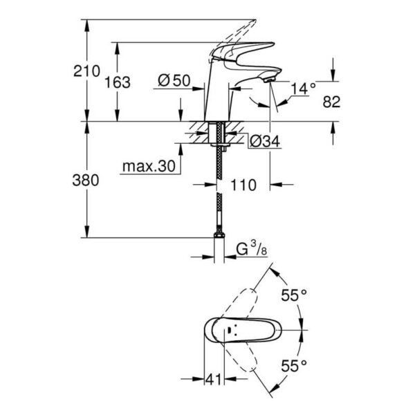 Miscelatore per lavabo GROHE Eurostyle