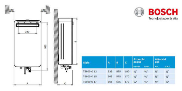 Scaldabagno a gas da esterno - Bosch New Therm 56000 - 12 l/m